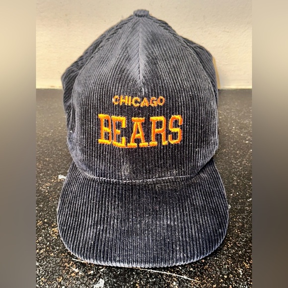 Vintage Chicago Bears Snapback Hat Cap Blue Corduroy Script 80s AJD NFL Pro Line - Picture 1 of 5